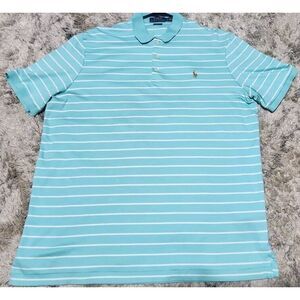 Polo Ralph Lauren Mens Large‎ Short Sleeve Polo Shirt Robins Egg Blue Logo LRG